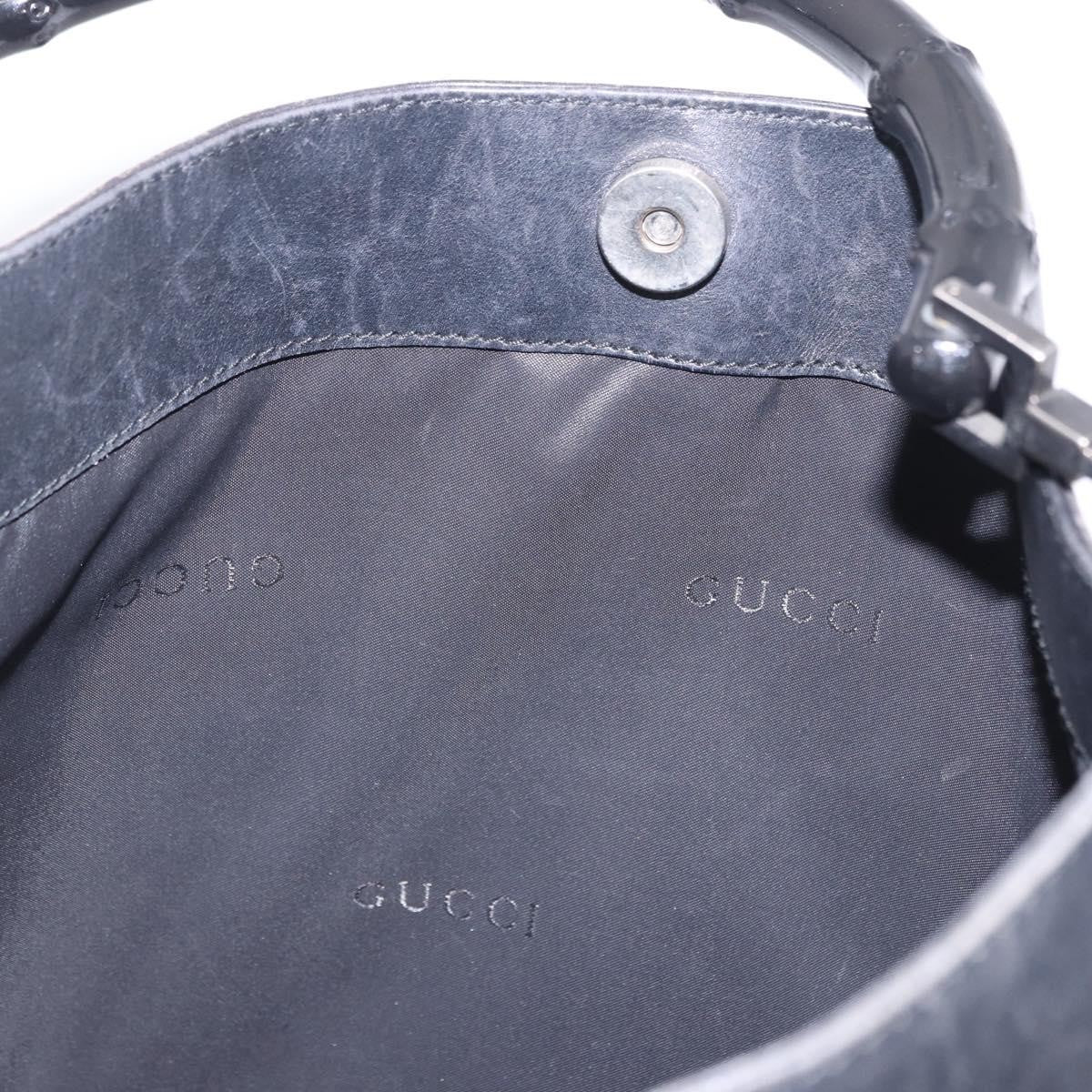 Gucci Vintage Bamboo Handle Open Hobo Leather, Black, Leather, Shoulder Bag