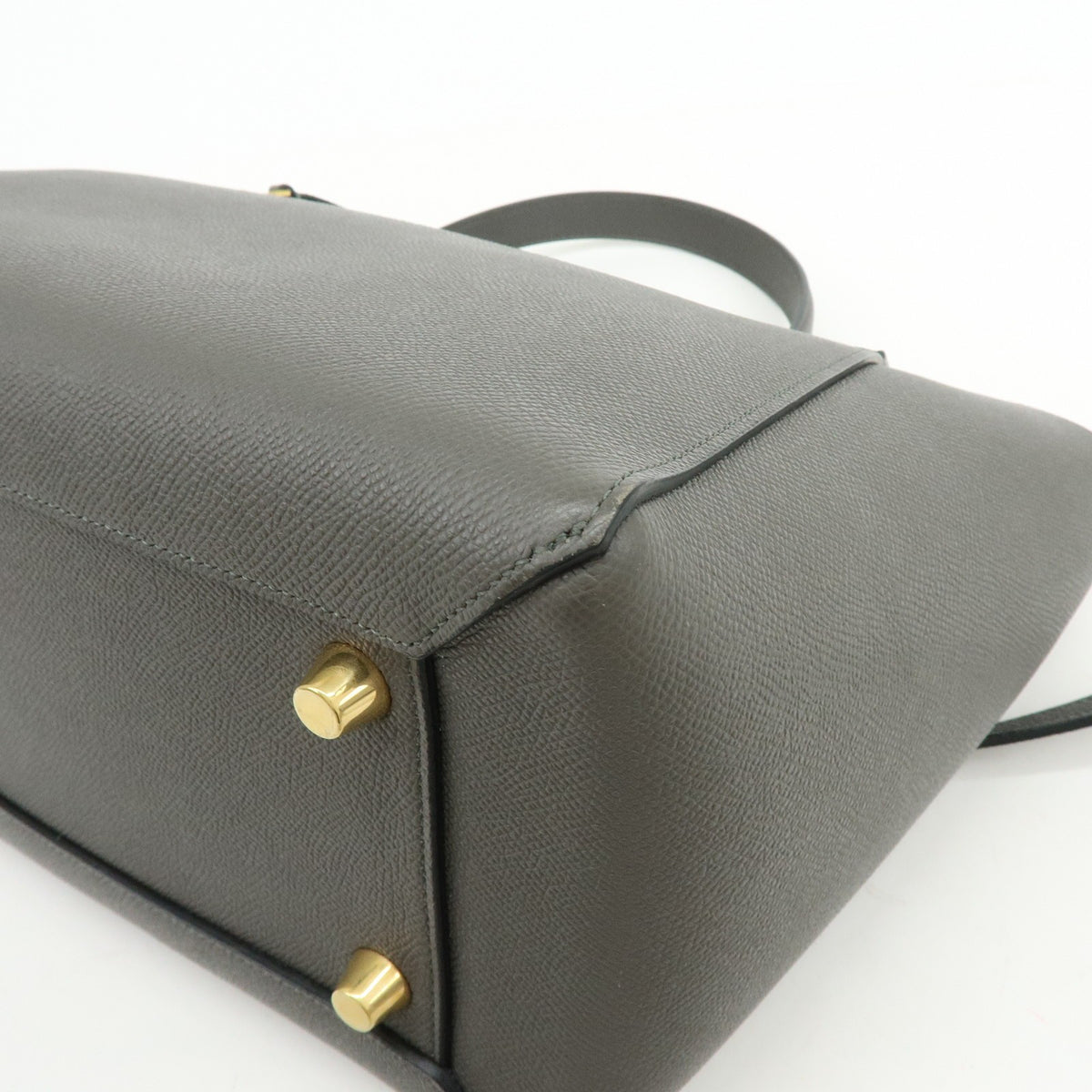 Celine Belt Textured Leather, Gray, Calfskin, Handbag