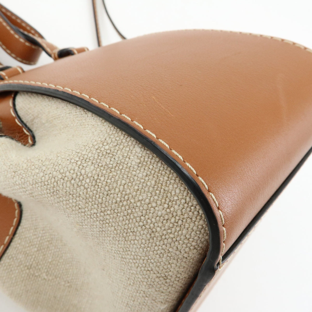 Loewe Hammock Leather and Canvas, Brown, Leather, Handbag