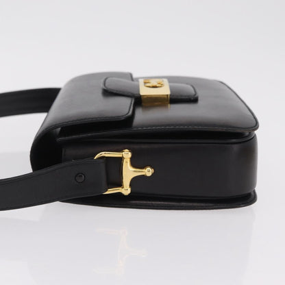 Celine Vintage Carriage Flap Leather, Black, Leather, Handbag