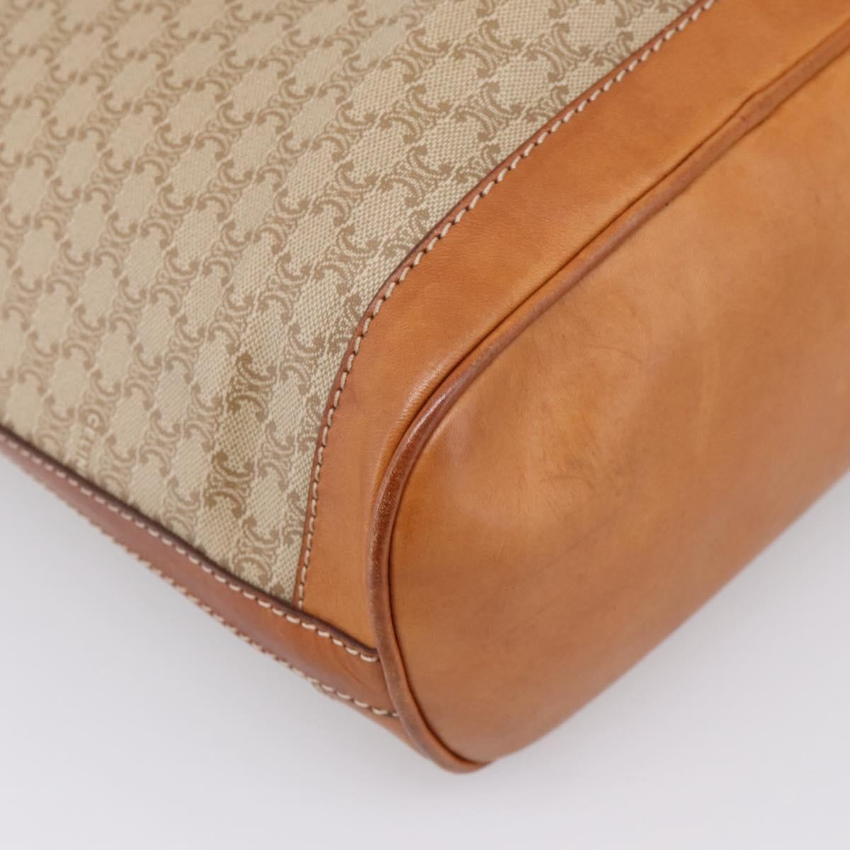 Celine Macadam Leather, Beige, Canvas, Shoulder Bag