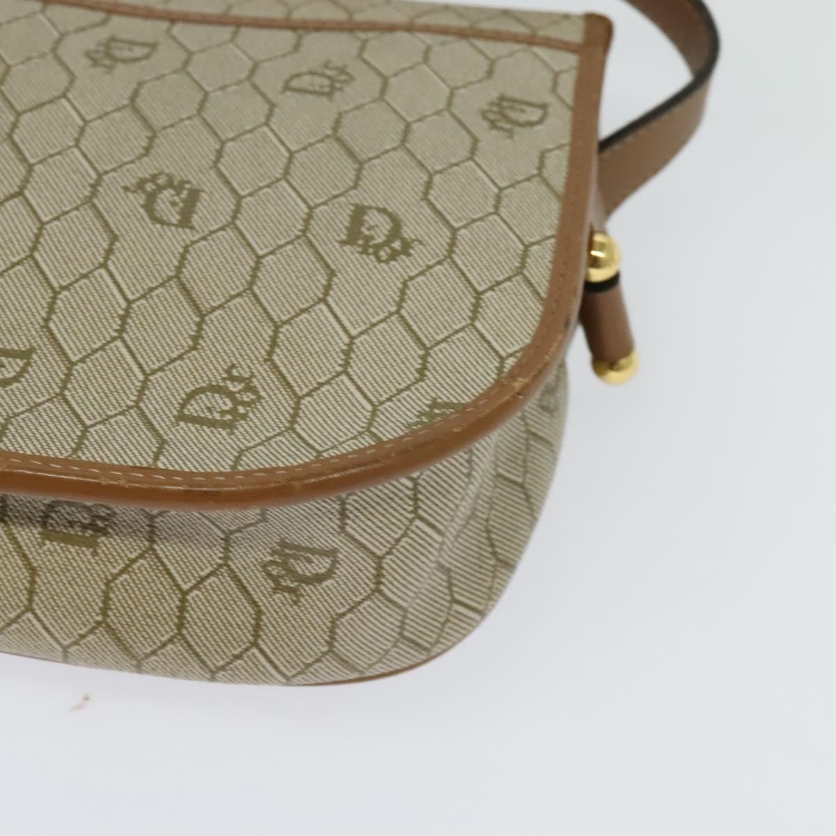 Christian Dior Vintage Honeycomb Canvas, Beige, Canvas, Shoulder Bag