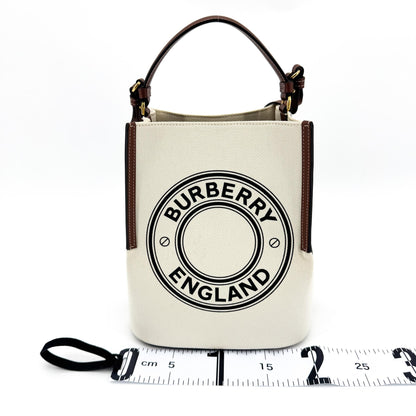 Burberry Peggy Logo Bucket Canvas, Beige, Canvas, Handbag