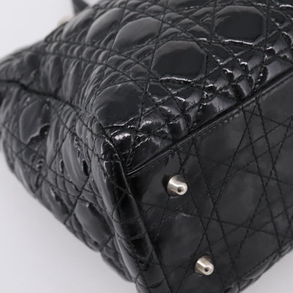 Christian Dior Soft Chain Cannage Quilt Patent, Black, Patent Leather, Tote Bag