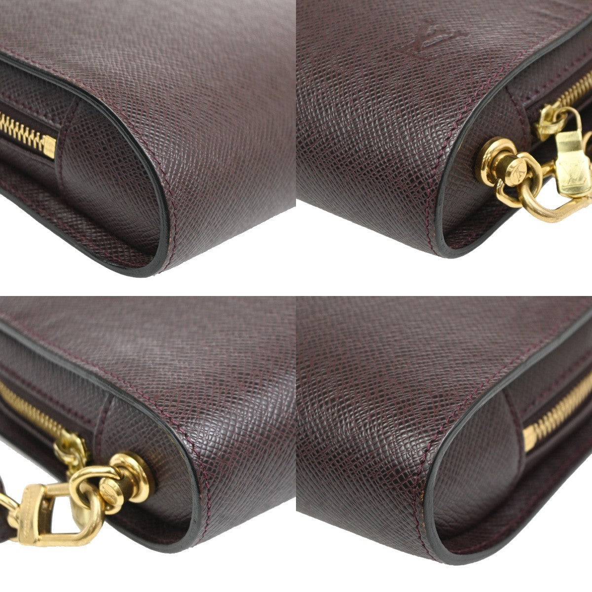 Louis Vuitton Pochette Baikal Clutch Taiga Leather, Burgundy, Leather, Clutch