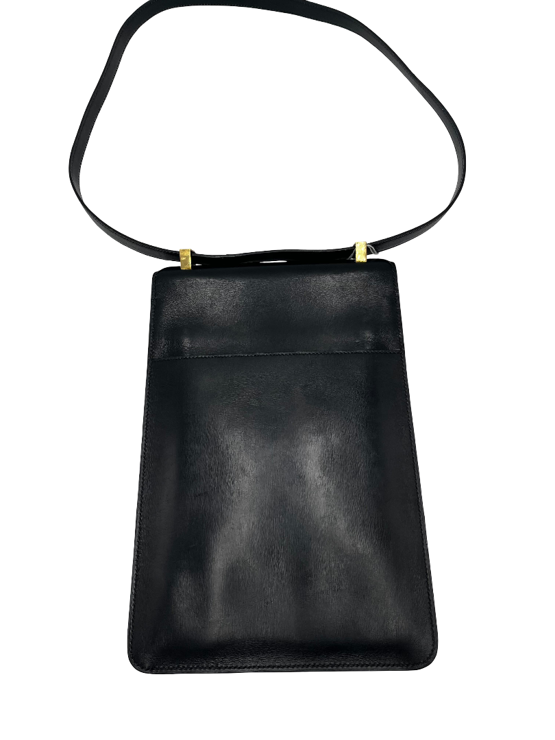 Hermes Depeche Shoulder Bag Courchevel, Black, Leather, Shoulder Bag