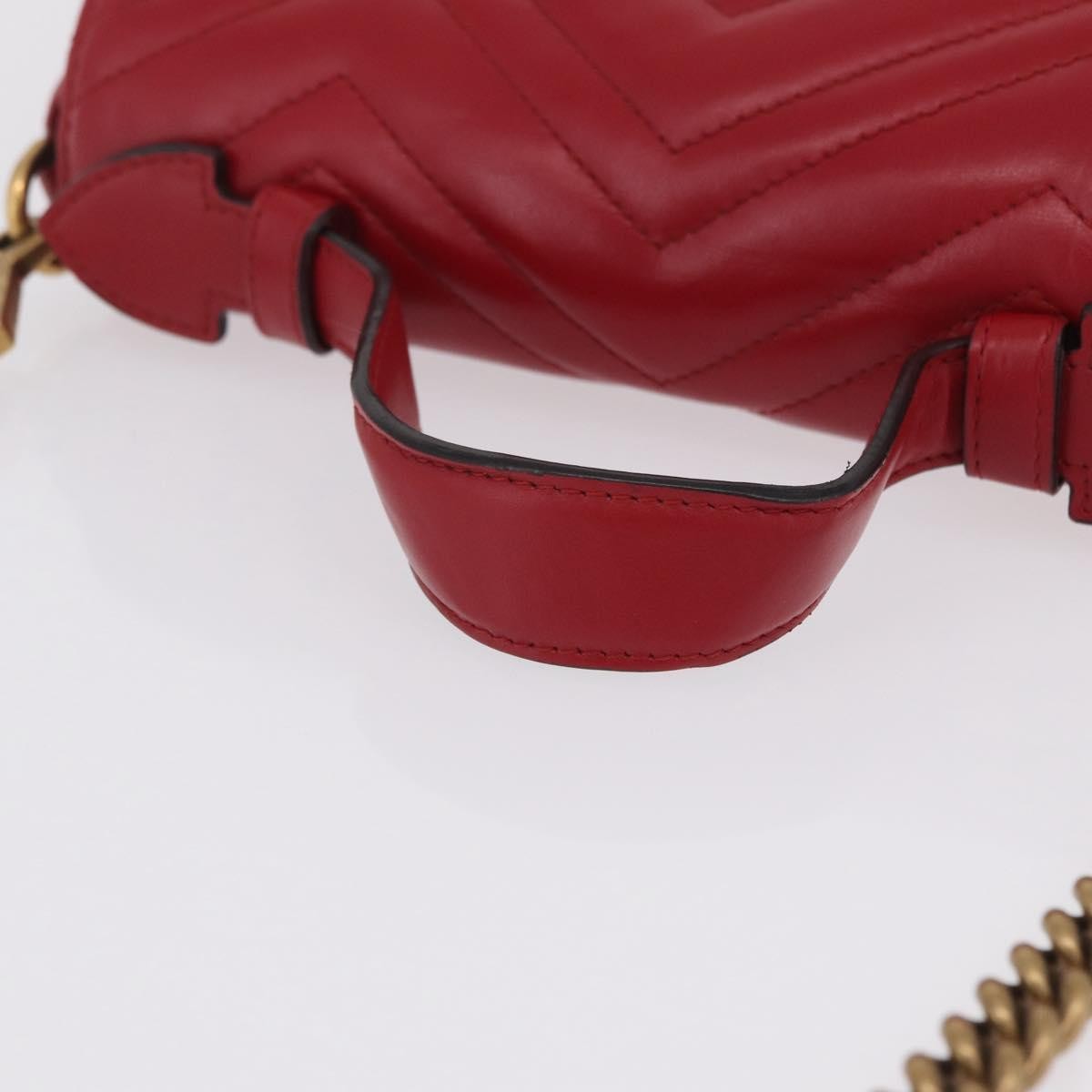 Gucci GG Marmont Top Handle Matelasse Leather, Red, Leather, Handbag