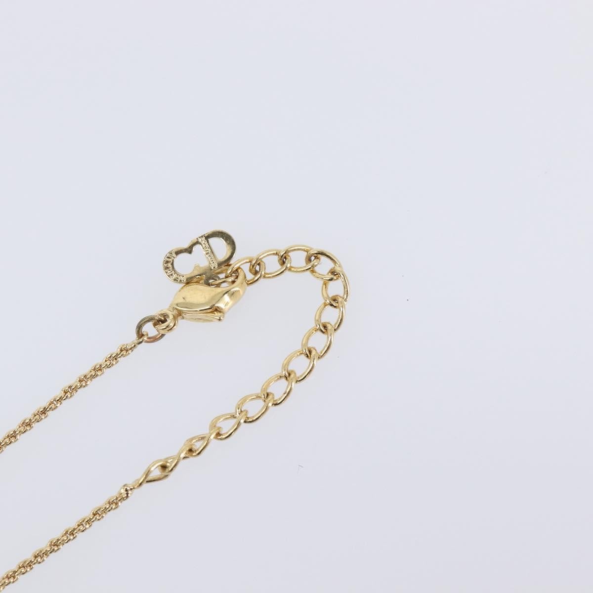 Christian Dior Logo Heart Pendant Metal with Crystal, Gold, Metal, Necklace