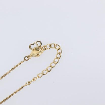 Christian Dior Logo Heart Pendant Metal with Crystal, Gold, Metal, Necklace