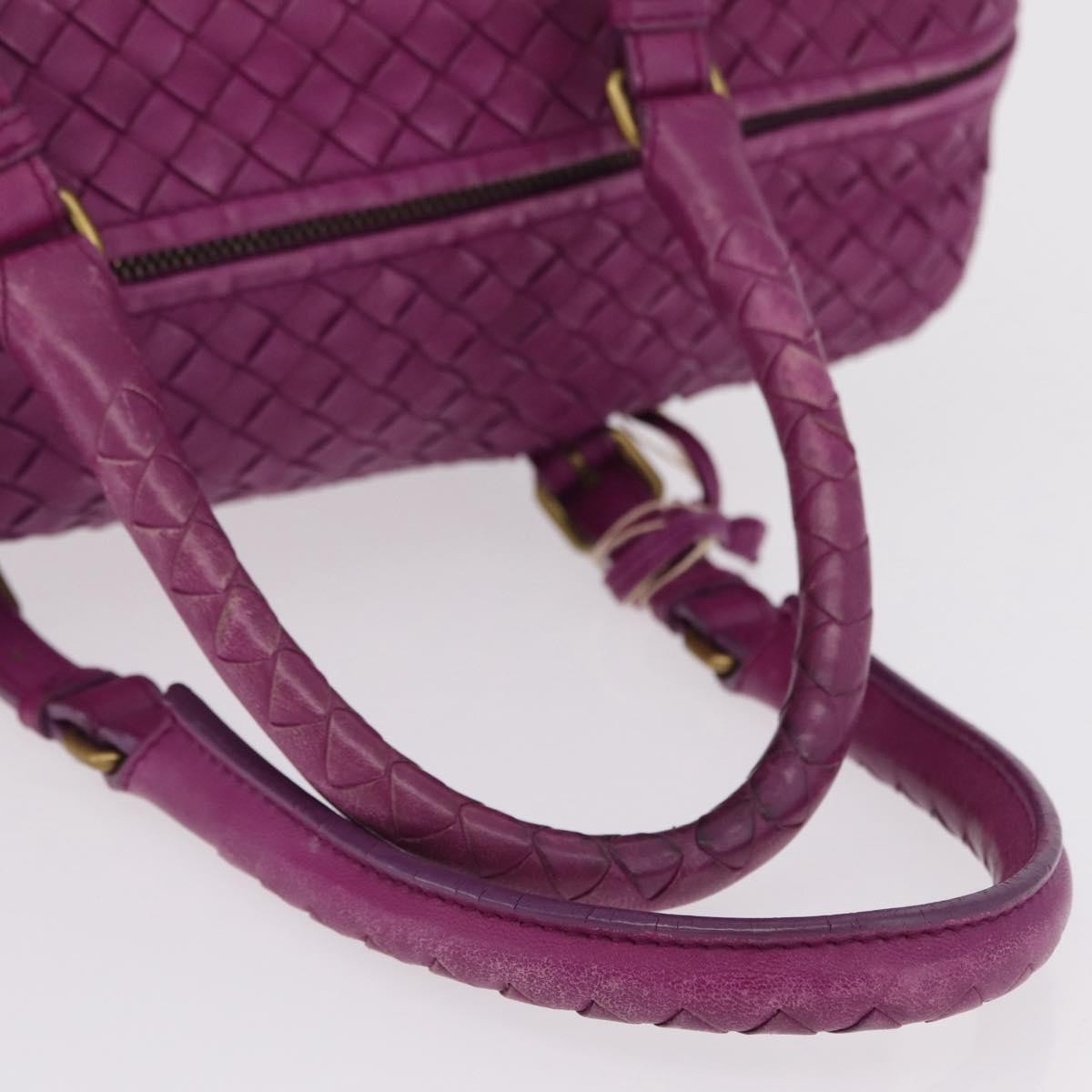 Bottega Veneta New Boston Intrecciato Nappa, Purple, Leather, Handbag