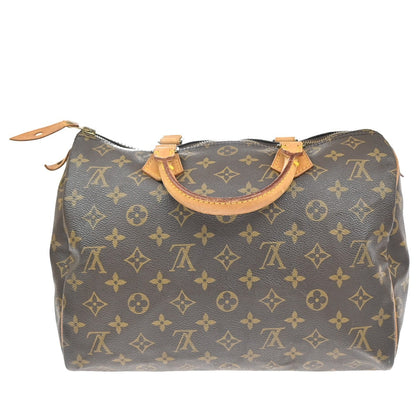 Louis Vuitton Speedy Monogram Canvas, Brown, Leather, Handbag