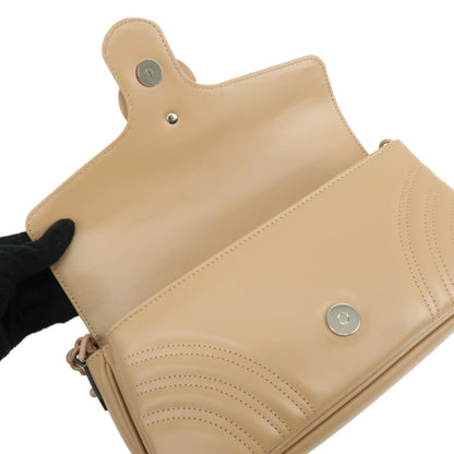 Gucci GG Marmont Monochrome Chain Matelasse Leather, Beige, Leather, Crossbody Bag