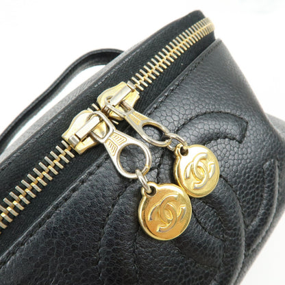 Chanel Vintage Timeless Cosmetic Case Caviar, Black, Leather, Clutch