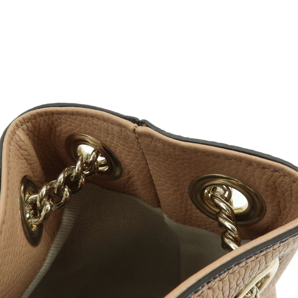 Gucci Soho Chain Strap Leather, Beige, Leather, Shoulder Bag
