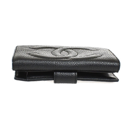 Chanel Vintage Timeless Bifold Caviar, Black, Leather, Wallet