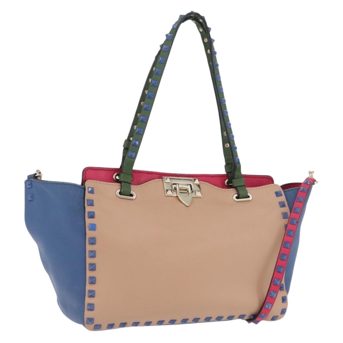 Valentino Garavani Rockstud Frame Handle Calf Hair, Multicolour, Leather, Handbag