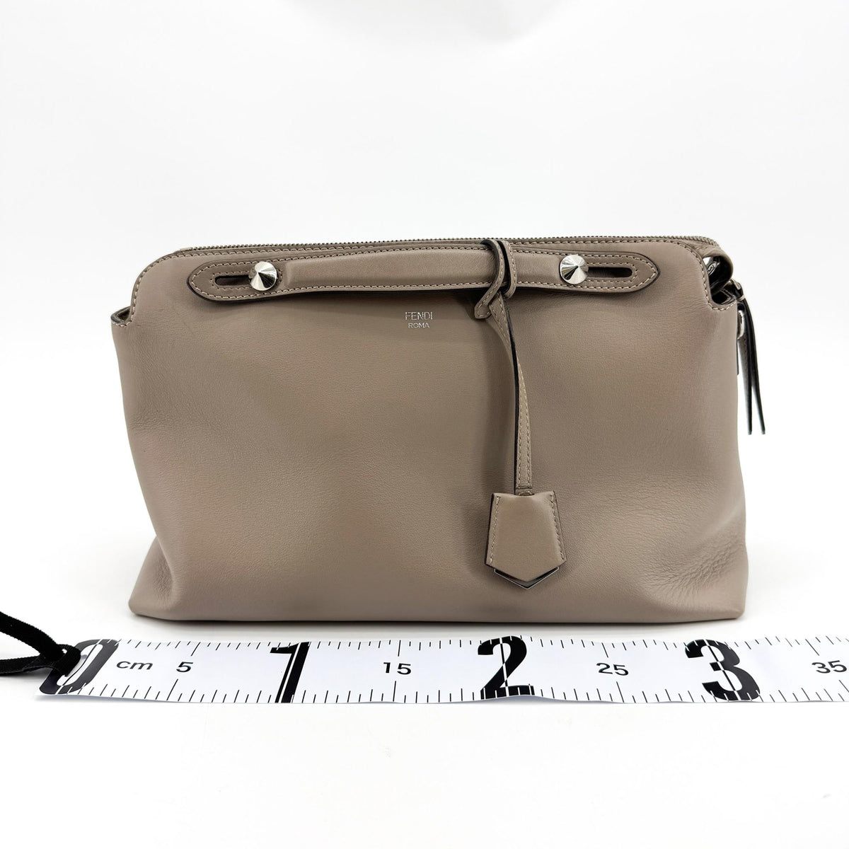 Fendi By The Way Satchel Calfskin, Beige, Leather, Handbag