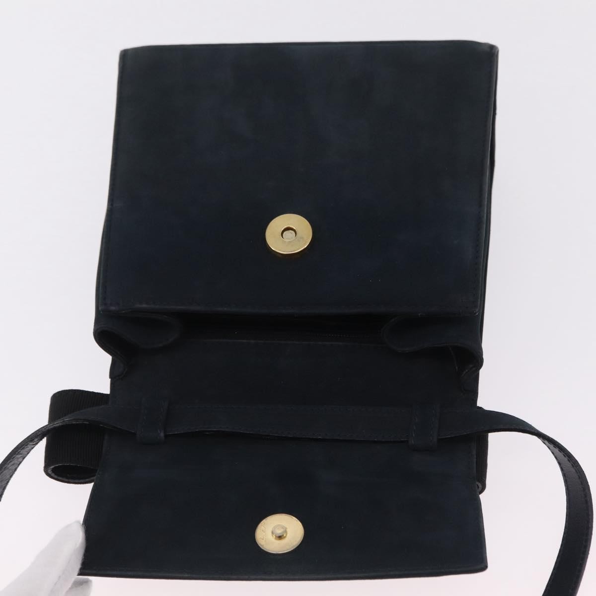 Salvatore Ferragamo Vala Suede, Navy, Suede, Shoulder Bag