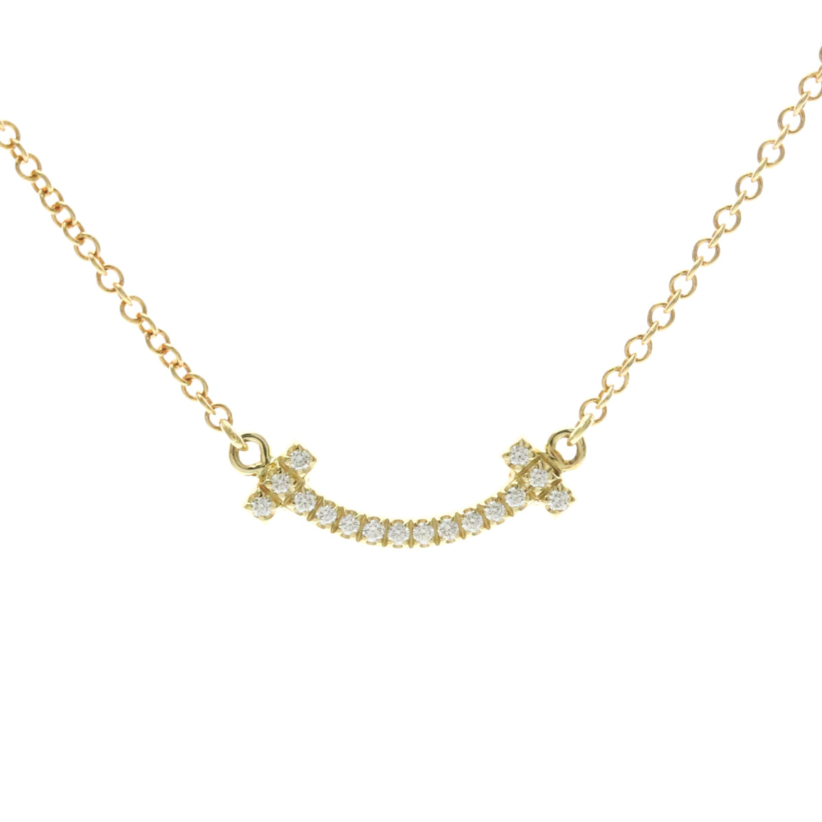 Tiffany & Co. T Smile Pendant 18K Yellow Gold with Diamonds, Gold, Yellow Gold, Necklace