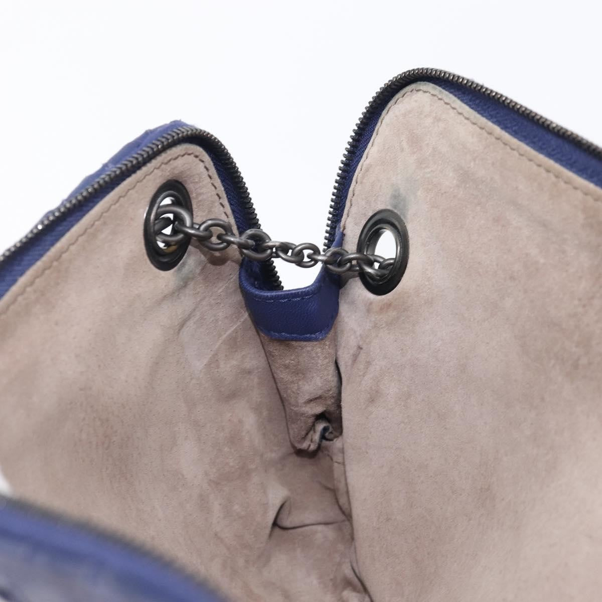 Bottega Veneta Compartment Chain Intrecciato Nappa, Blue, Leather, Shoulder Bag