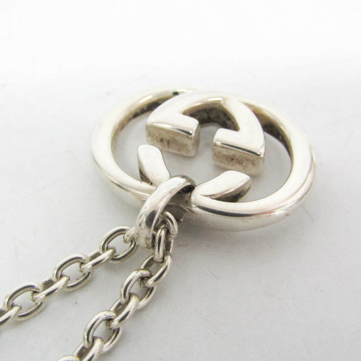 Gucci Engraved Interlocking G Chain Link Pendant Sterling Silver, Silver, Silver, Necklace