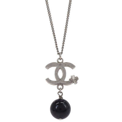 Chanel CC Clover Pendant Chain Metal with Enamel, Silver, Silver Plated, Necklace