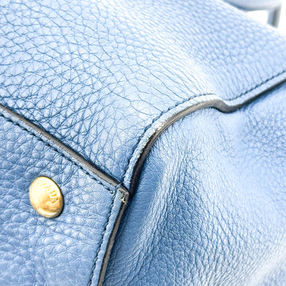 Prada Vitello Daino Leather, Blue, Leather, Shoulder Bag