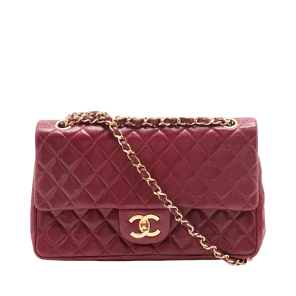 Chanel Vintage Classic Double Flap Bag Leather, RED, LEATHER, Shoulder bag