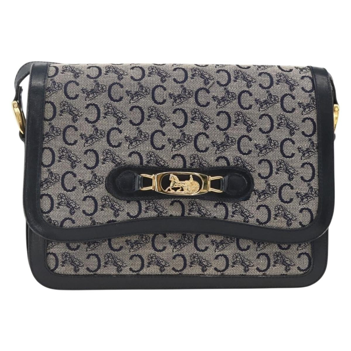 Celine C Sulky Horse carriage Canvas, Navy, Canvas, Handbag