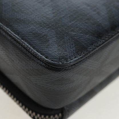 Christian Dior Double Zip CD Diamond Coated Canvas, Black, Canvas, Crossbody Bag
