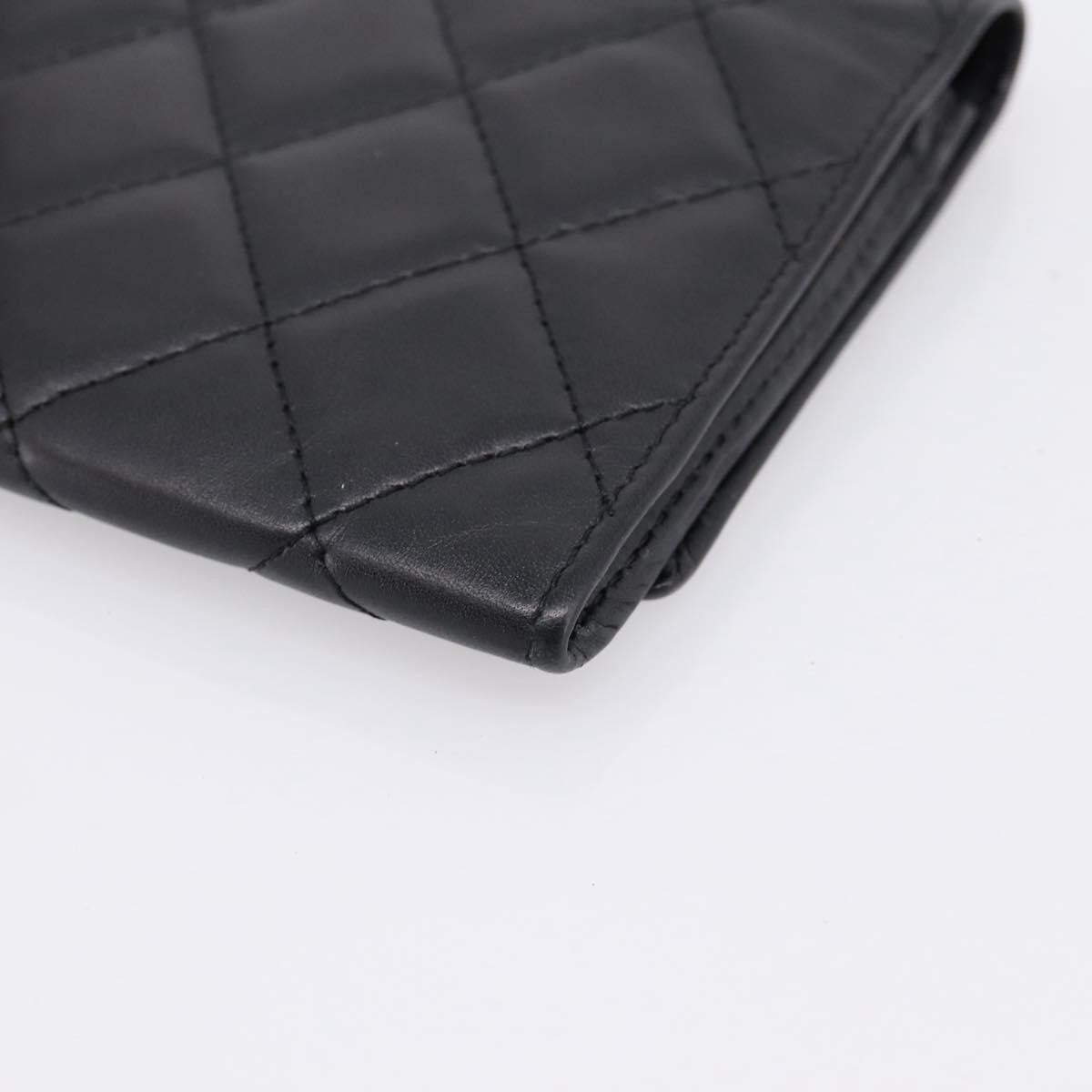 Chanel Cambon Flap Card Case Quilted Lambskin, Black, Leather, Card Holder