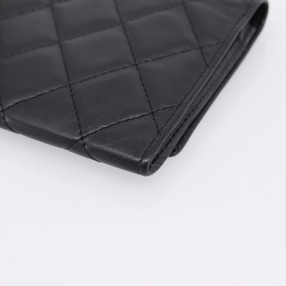 Chanel Cambon Flap Card Case Quilted Lambskin, Black, Leather, Card Holder