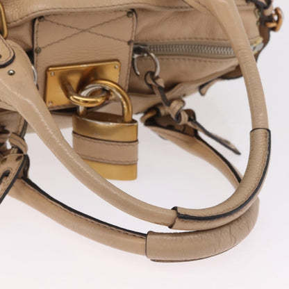 Chloe Paddington Lock Leather, Beige, Leather, Handbag