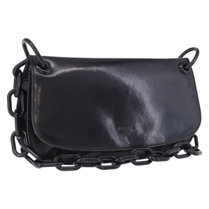 Prada Chain Shoulder Leather, Black, Leather, Shoulder Bag