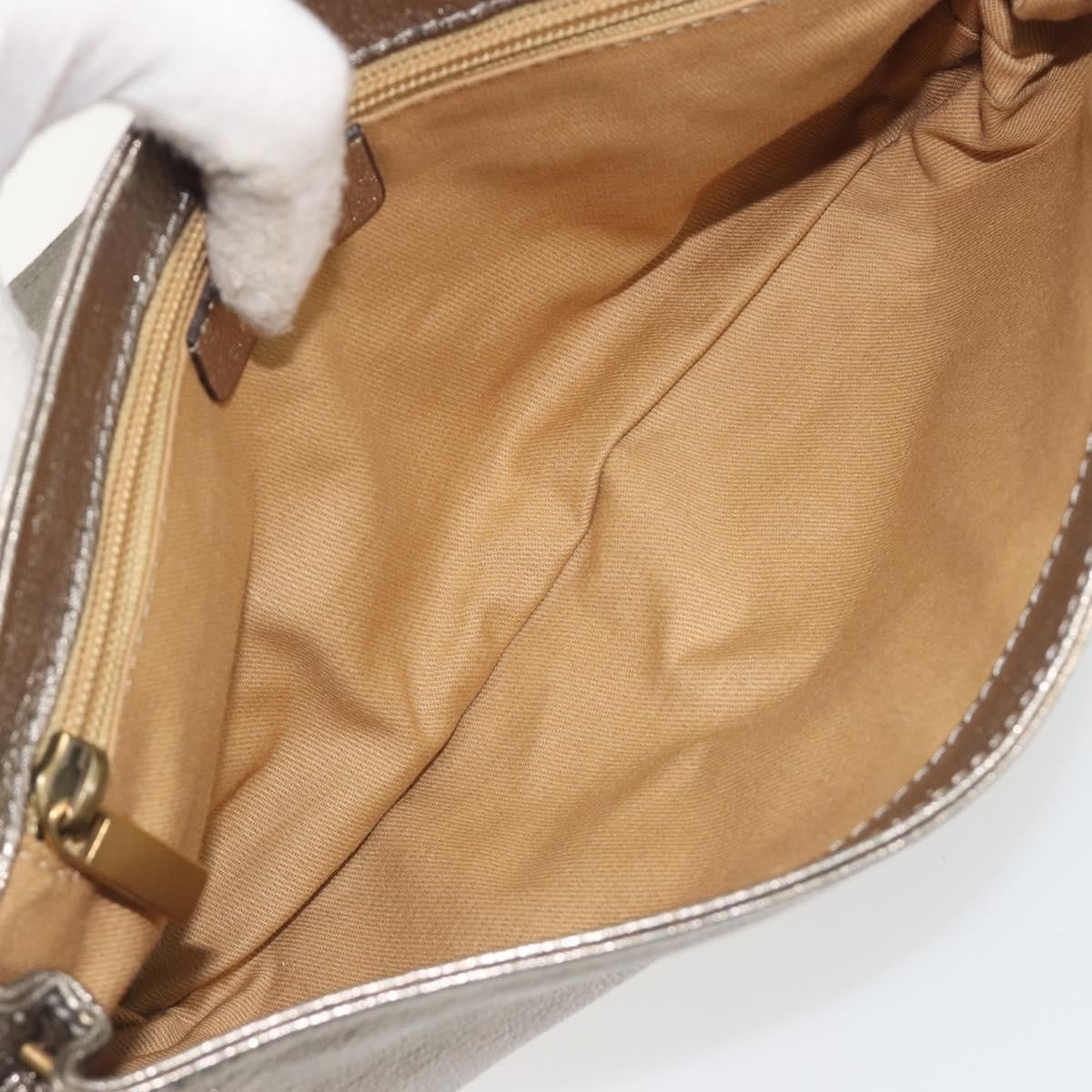 Salvatore Ferragamo Gancini Leather, Silver, Leather, Shoulder Bag