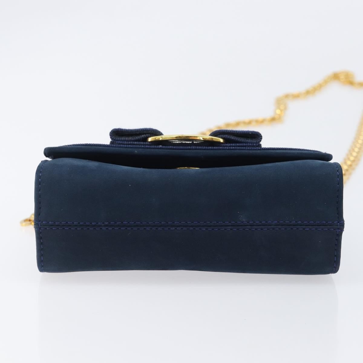 Salvatore Ferragamo Ginny Chain Waist Suede, Navy, Suede, Handbag