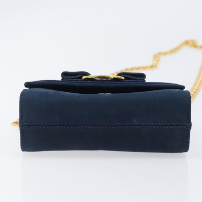 Salvatore Ferragamo Ginny Chain Waist Suede, Navy, Suede, Handbag