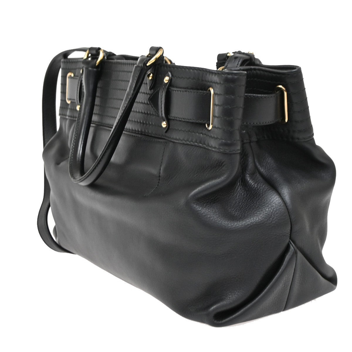 Salvatore Ferragamo Gancini Tote Leather, Black, Leather, Tote Bag
