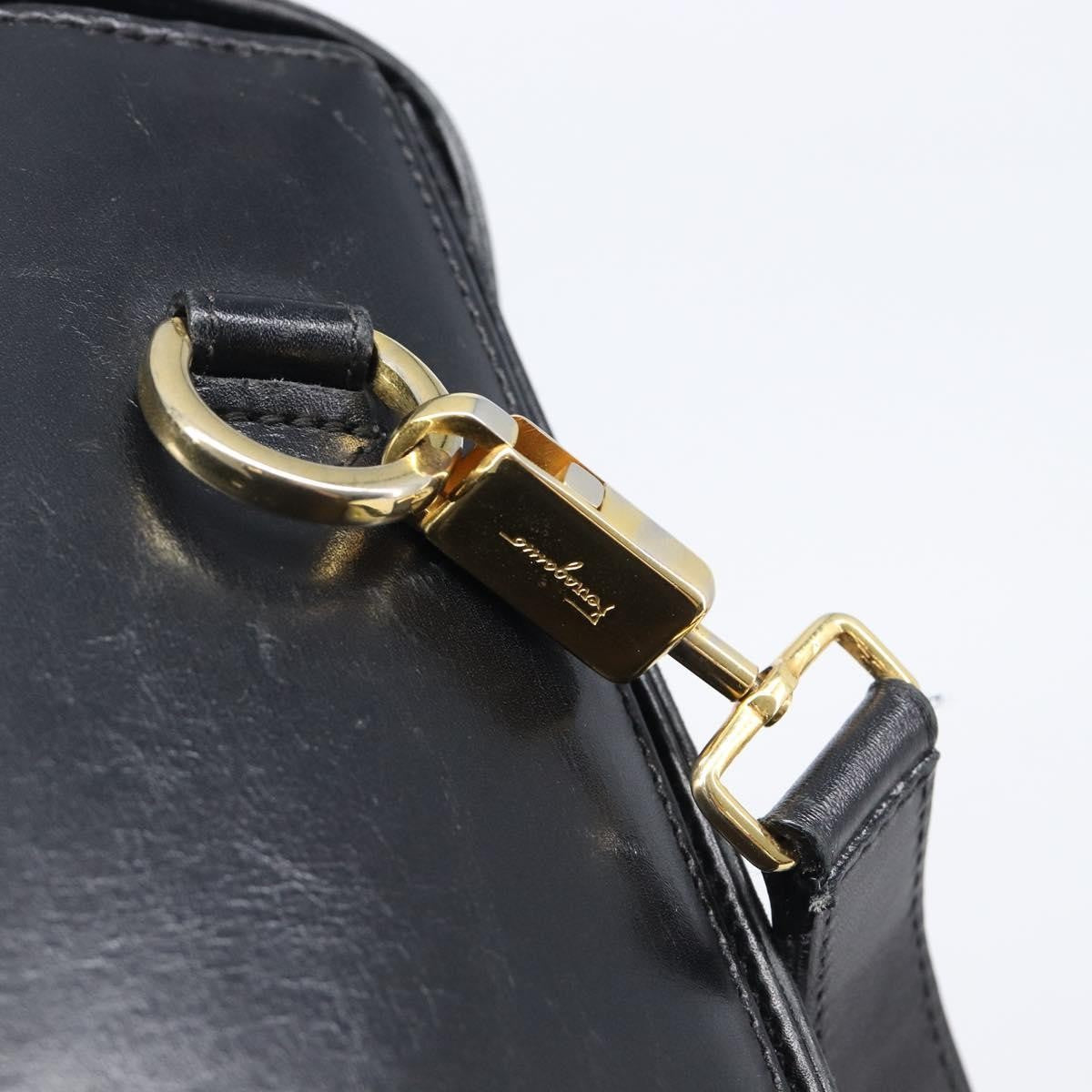 Salvatore Ferragamo Convertible Top Handle Leather, Black, Leather, Handbag