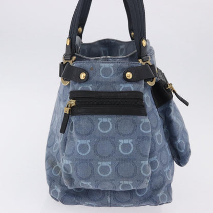 Salvatore Ferragamo Gancini Canvas, Navy, Canvas, Crossbody Bag