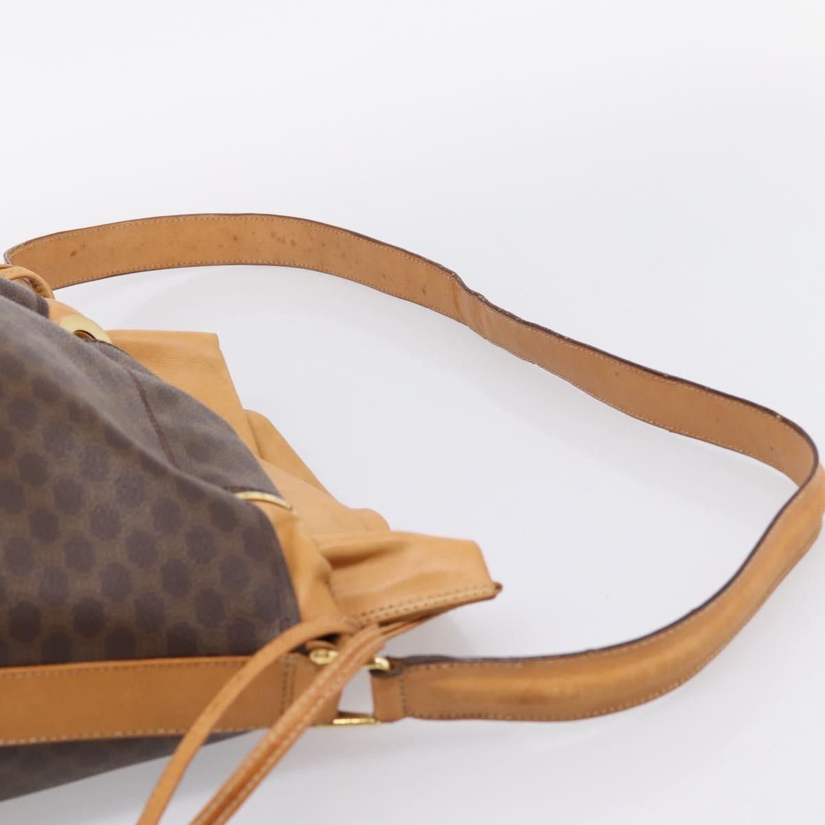 Celine Vintage Macadam Canvas and Leather, Brown, Canvas, Shoulder Bag