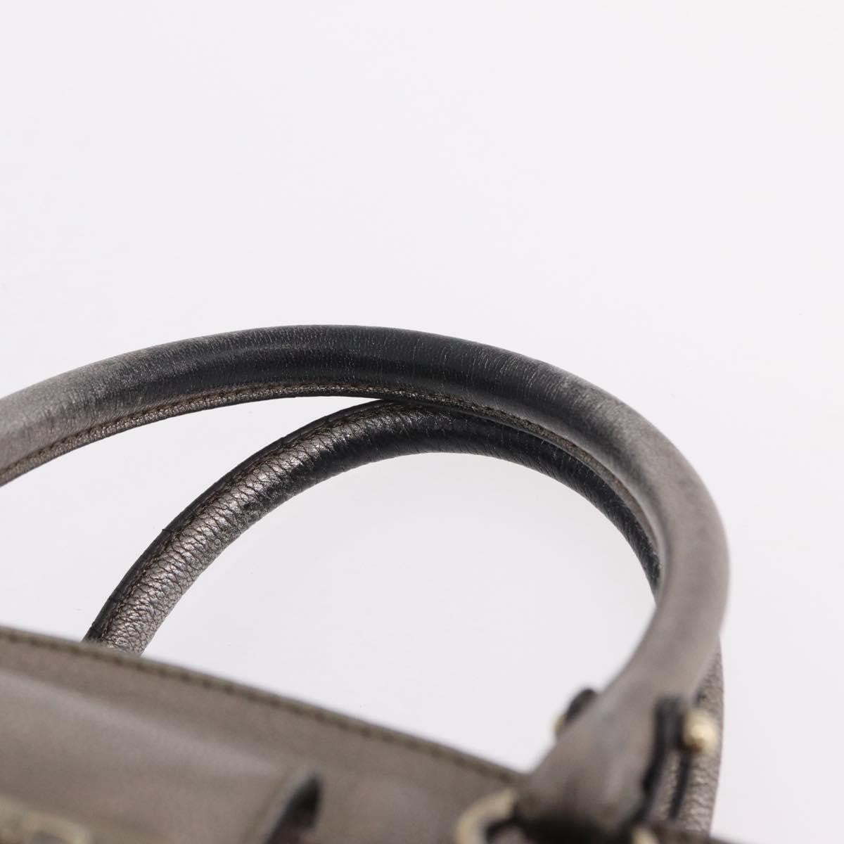 Salvatore Ferragamo Gancini Top Handle Leather, Silver, Leather, Handbag