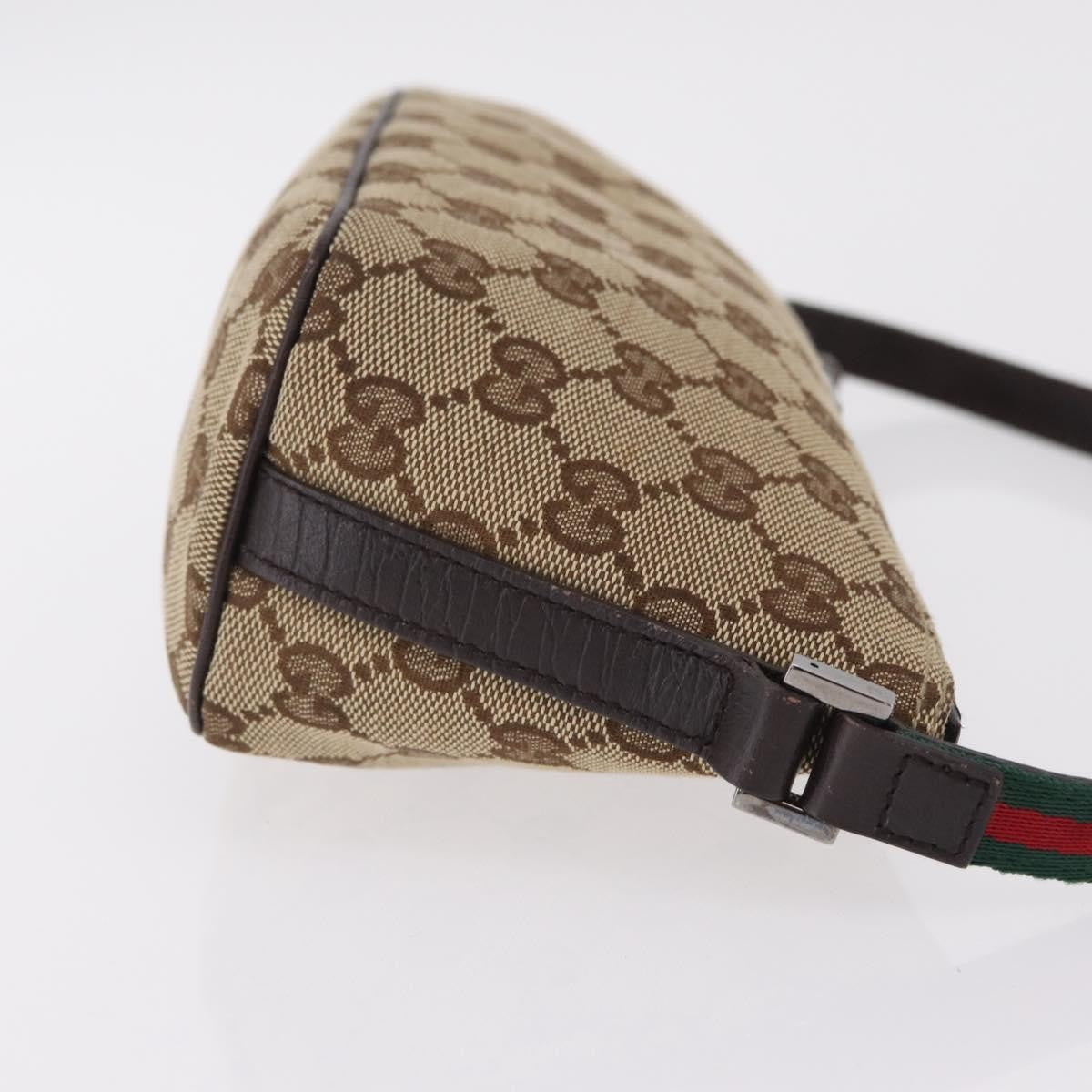 Gucci Web Boat Pochette GG Canvas and Leather, Beige, Canvas, Handbag