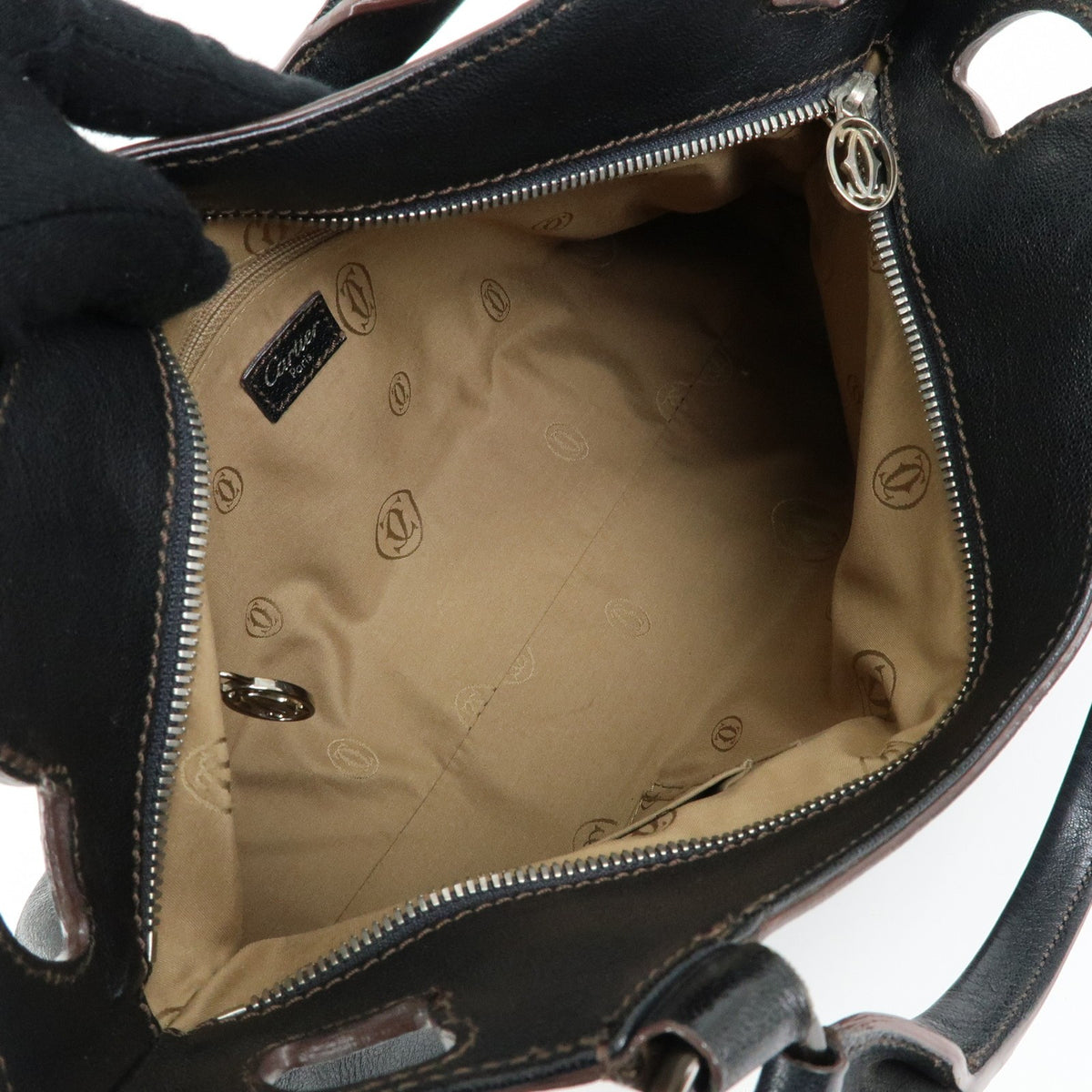 Cartier Marcello Leather, Black, Leather, Handbag