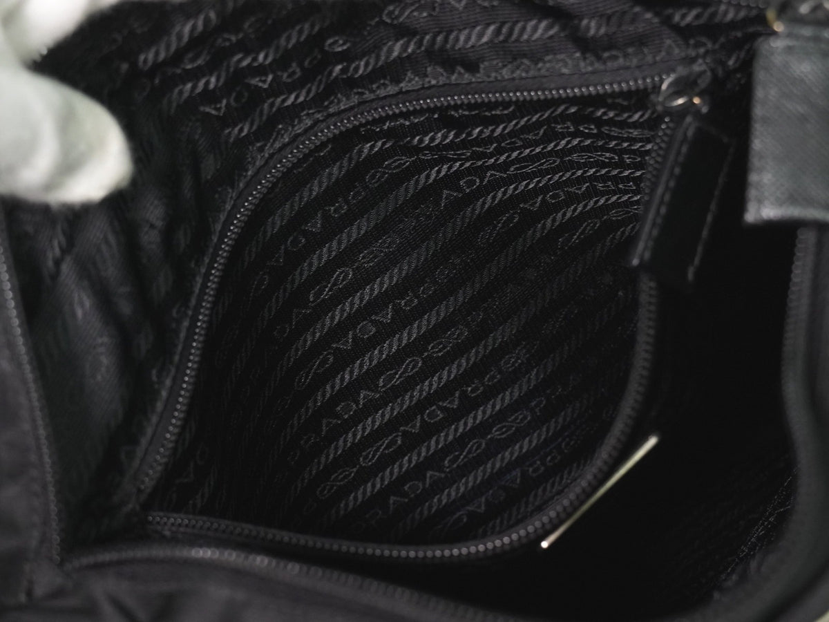 Prada Front Pocket Messenger Quilted Tessuto, Black, Nylon, Shoulder Bag