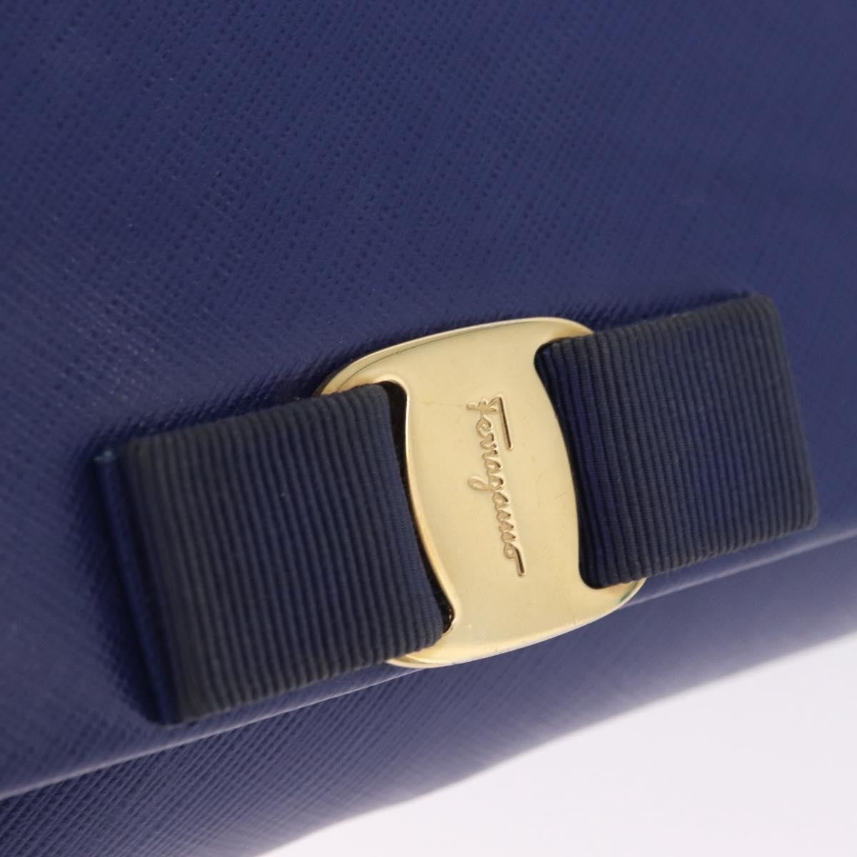 Salvatore Ferragamo Vala Chain Leather, Blue, Leather, Shoulder Bag