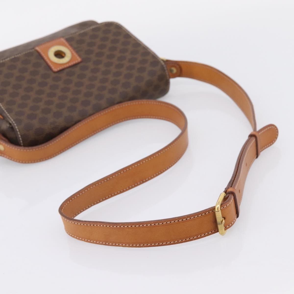 Celine Vintage Macadam Circle Logo Canvas and Leather, Brown, Canvas, Shoulder Bag