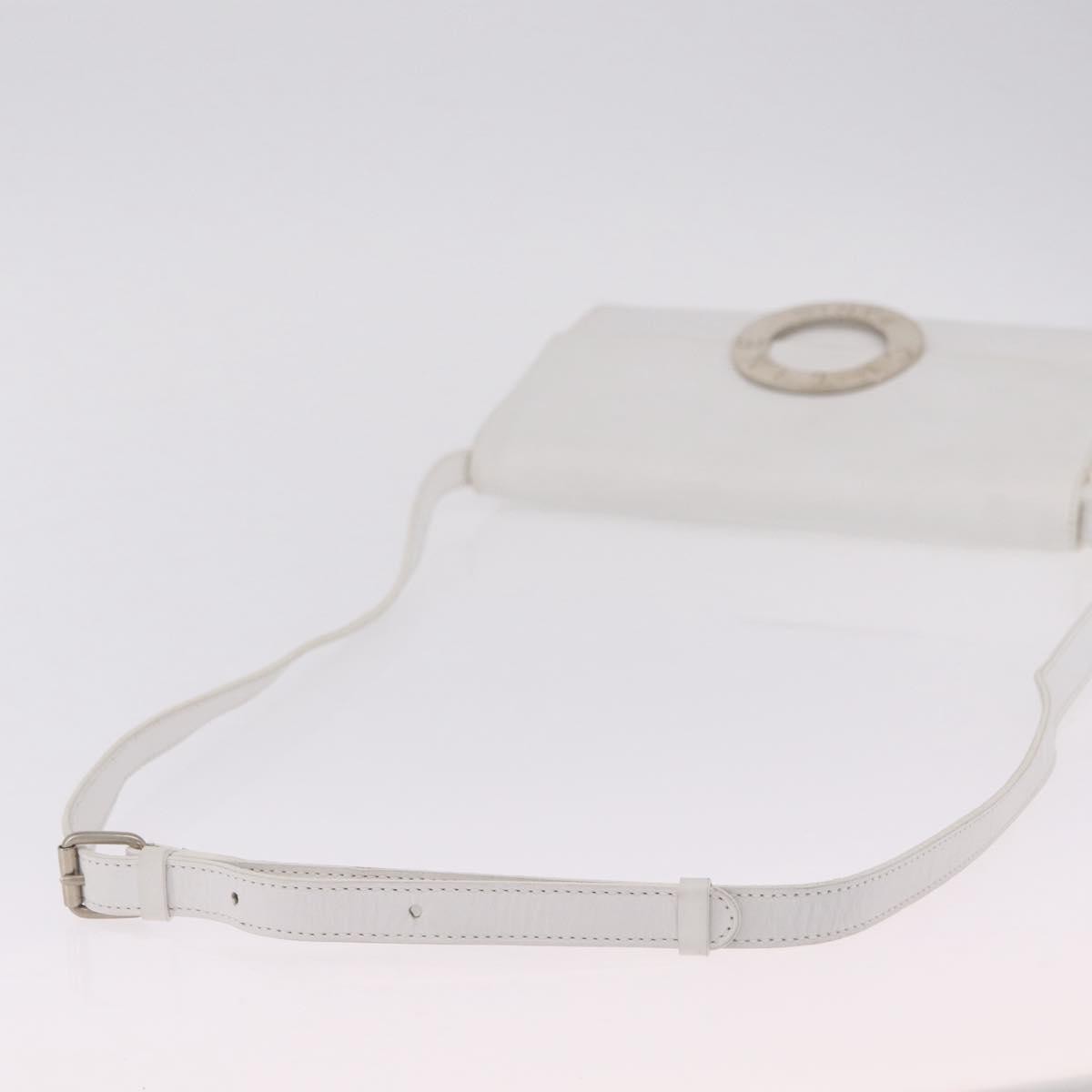 Celine Vintage Circle Logo Leather, White, Leather, Crossbody Bag