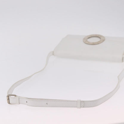 Celine Vintage Circle Logo Leather, White, Leather, Crossbody Bag