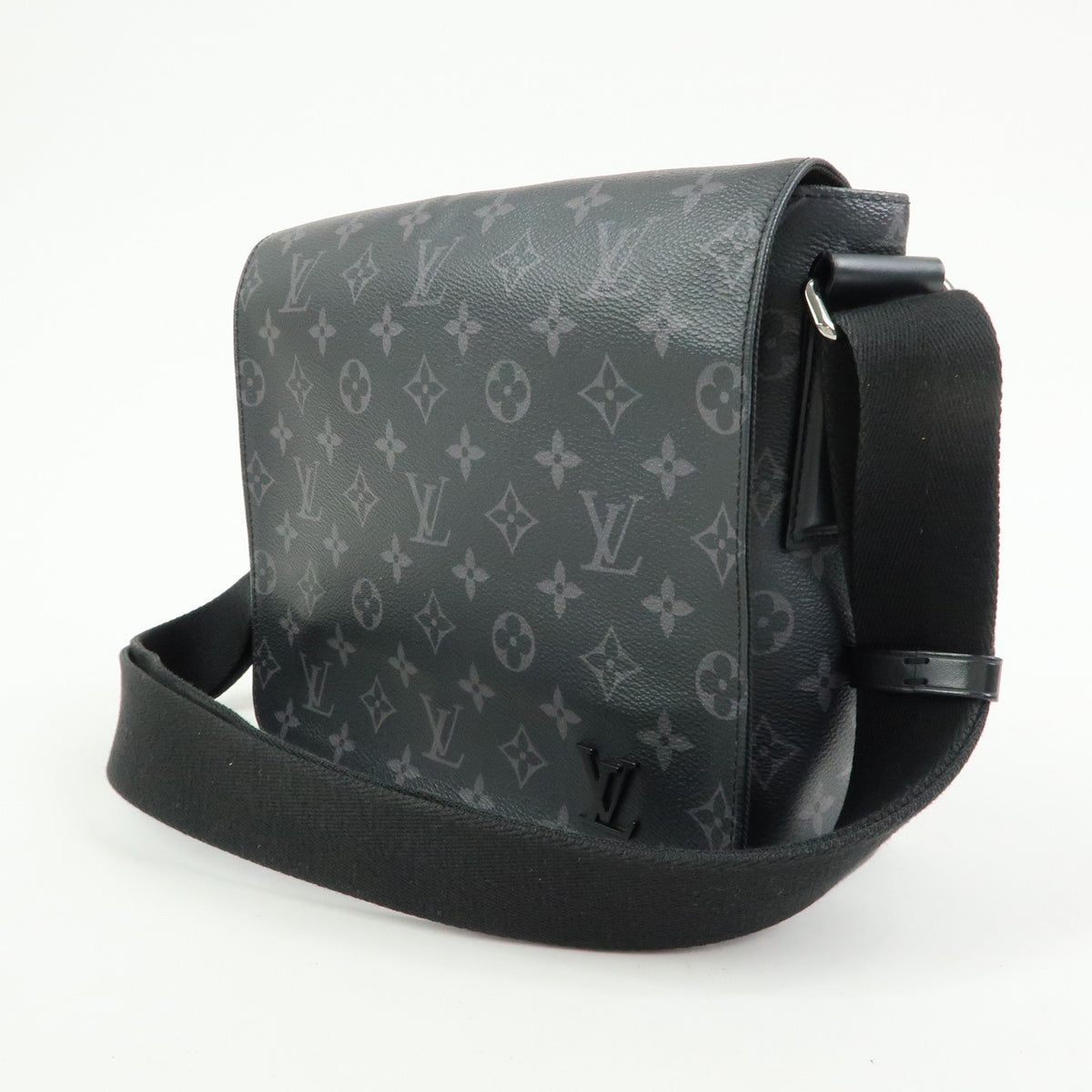 Louis Vuitton District Messenger Monogram Eclipse Canvas, Gray, Canvas, Handbag
